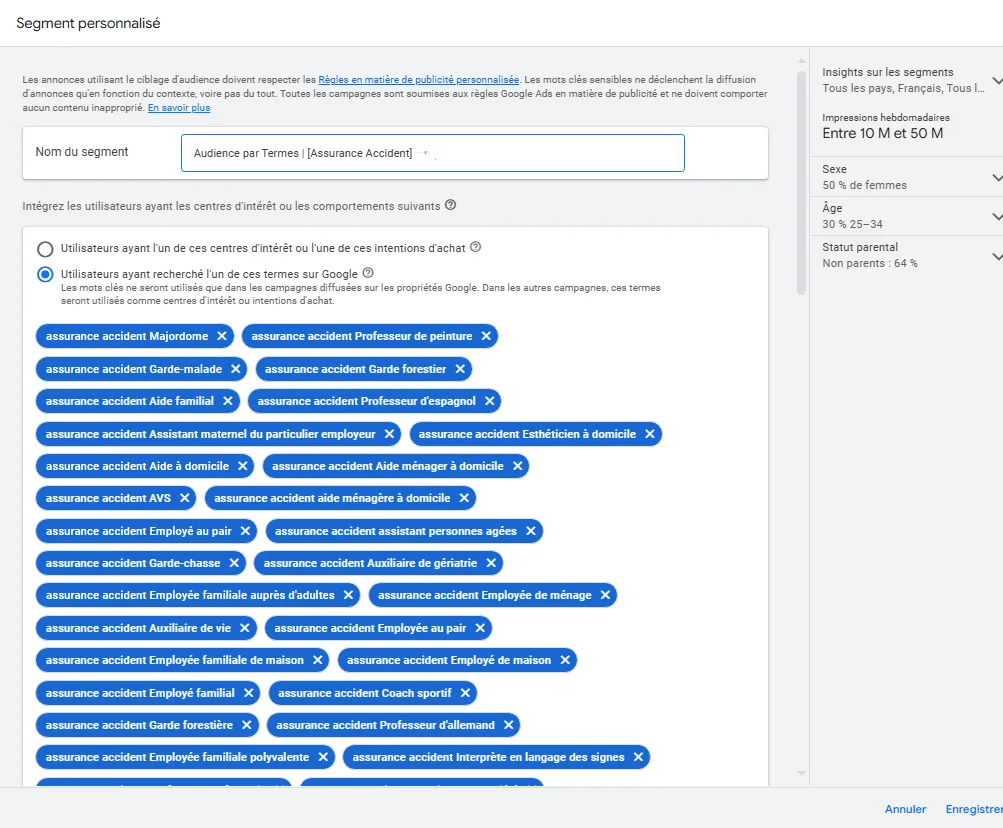 Audience par terme de recherche - Jeremy Lagache