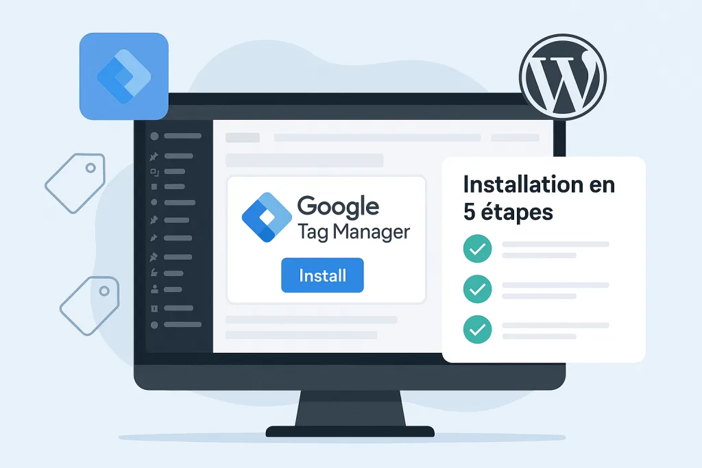 un ecran d'ordinateur représentant google tag manager sur wordpress par jeremy lagache