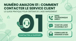 Illustration conceptuelle montrant comment il faut contacter le service client d'amazon commençant par un 01